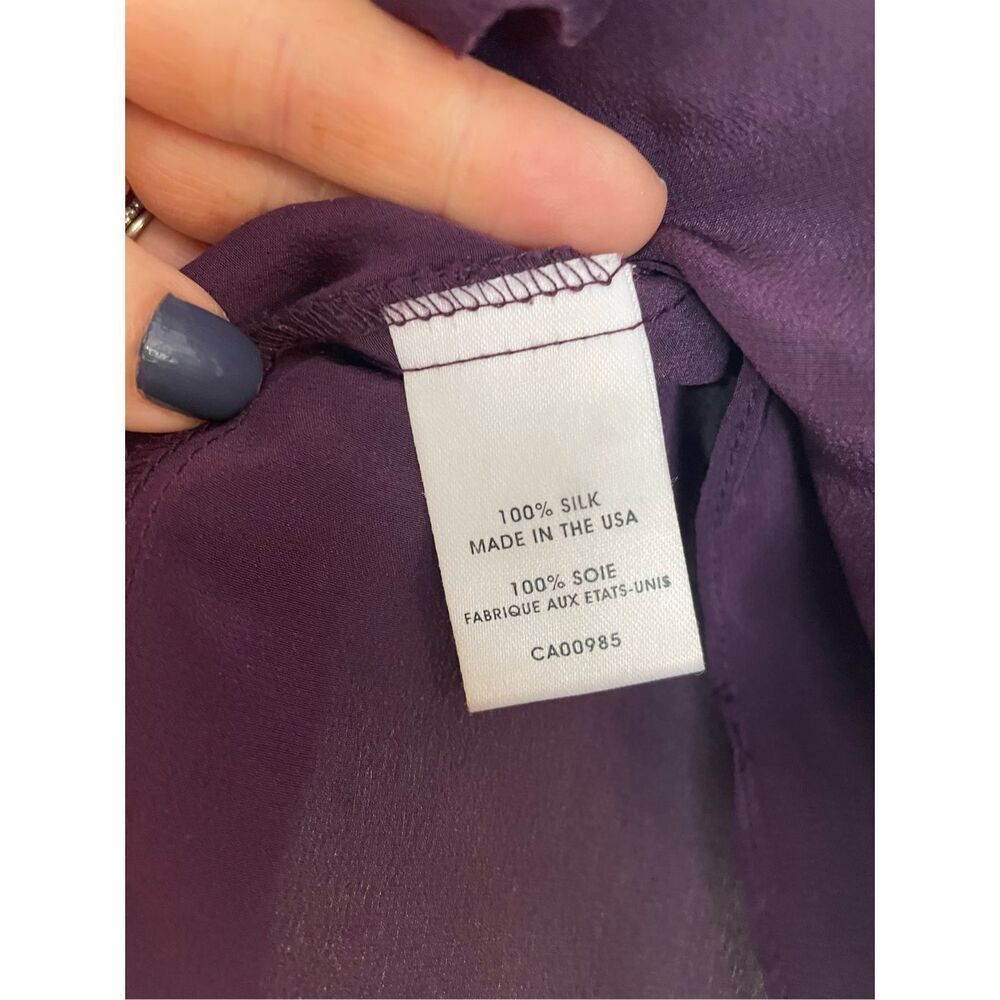 Nanette lepore 100% silk purple ruffled lace trim blouse size 0 - Picture 5 of 10